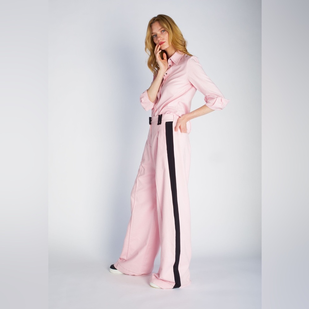 Serena Bute Pink Button Up Shirt and Pants Set